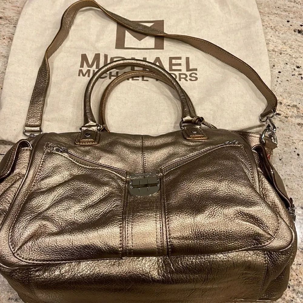 Michael Kors gold leather handbag